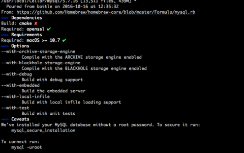 Mac下brew方式安装mysql