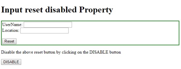 HTML DOM Input Reset disabled 属性HTML DOM Input Reset disabled 属性用于设置或获取重置按钮是否被禁用