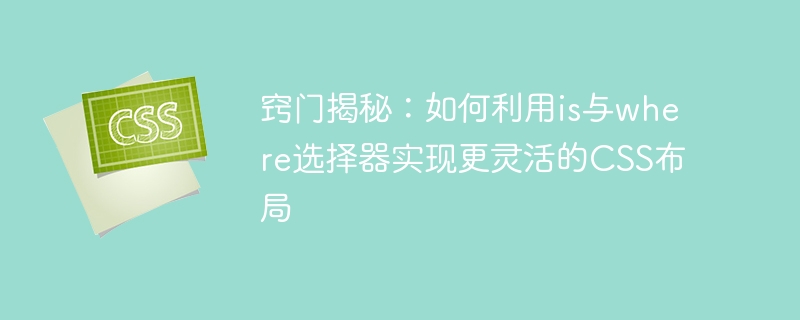 窍门揭秘:如何利用is与where选择器实现更灵活的css布局