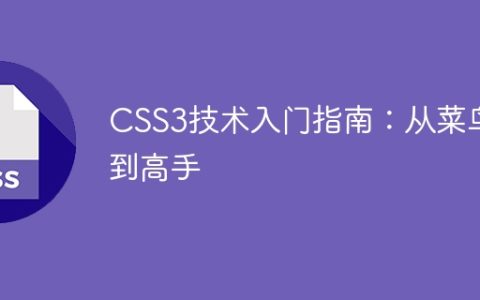 CSS3技术入门指南：从菜鸟到高手