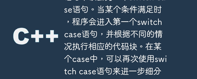 在c语言中，嵌套的switch case是指在一个switch case语句中嵌套另一个switch case语句。当某个条件满足时，程序会进入第一个switch case语句，并根据不同的情况执行相应的代码块。在某个case中，可以再次使用switch case语句来进一步细分不同的情况，并执行相应的代码块。这种嵌套的结构可以帮助我们更灵活地处理复杂的条件判断和多个选择情况