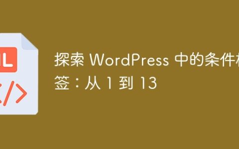 探索 WordPress 中的条件标签：从 1 到 13