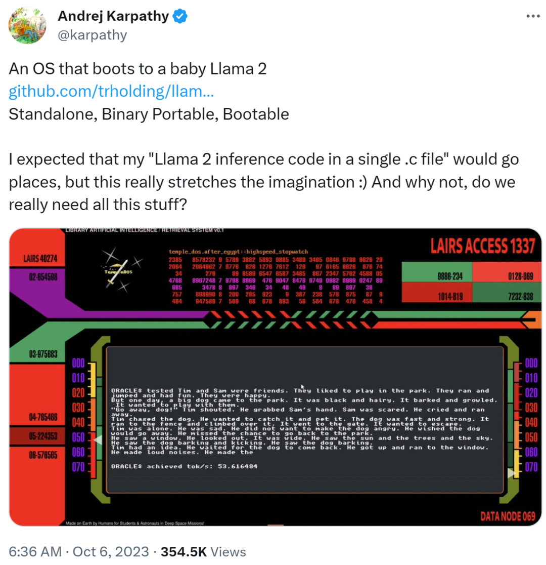 致敬TempleOS,有开发者创建了启动Llama 2的操作系统,网友:8G内存老电脑就能跑