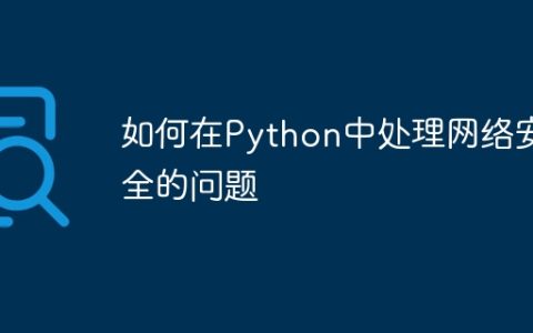 如何在Python中处理网络安全的问题