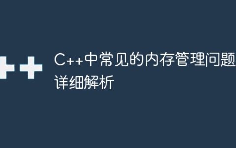 C++中常见的内存管理问题的详细解析