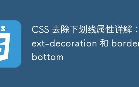 CSS 去除下划线属性详解：text-decoration 和 border-bottom