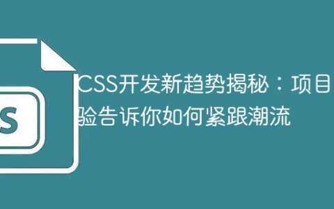 CSS开发新趋势揭秘：项目经验告诉你如何紧跟潮流