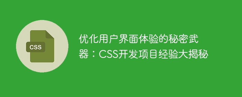 优化用户界面体验的秘密武器：css开发项目经验大揭秘