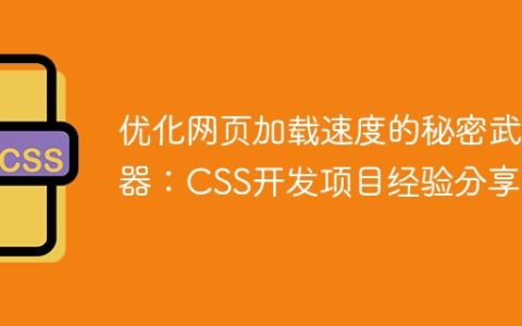 优化网页加载速度的秘密武器：CSS开发项目经验分享