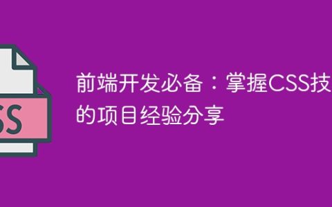 前端开发必备：掌握CSS技巧的项目经验分享