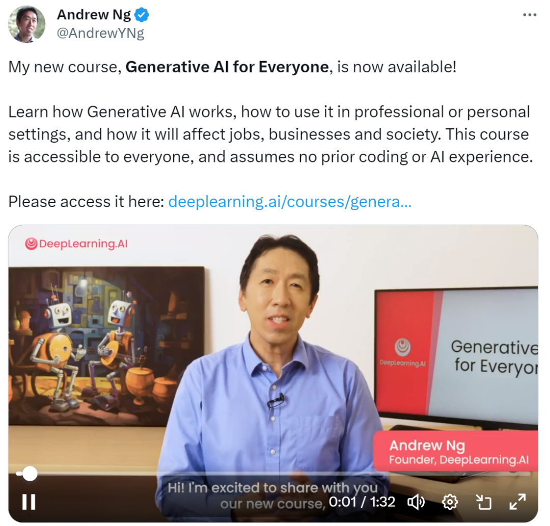 微软免费课程,吴恩达亲自授课,为顶级生成式AI提供必备课程