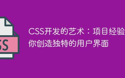 CSS开发的艺术：项目经验带你创造独特的用户界面