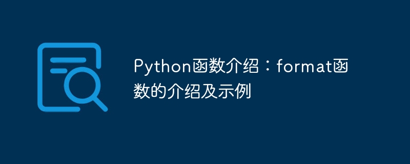 python函数介绍:format函数的介绍及示例