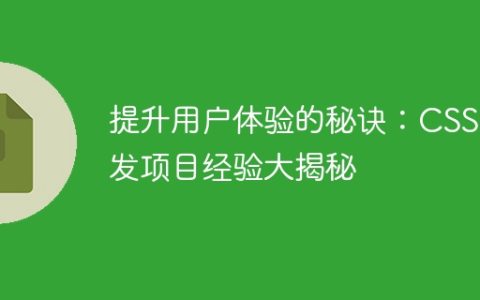 提升用户体验的秘诀：CSS开发项目经验大揭秘