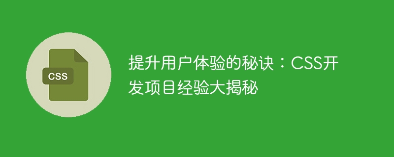 提升用户体验的秘诀:css开发项目经验大揭秘