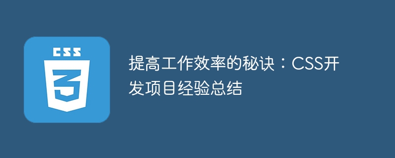 提高工作效率的秘诀:css开发项目经验总结