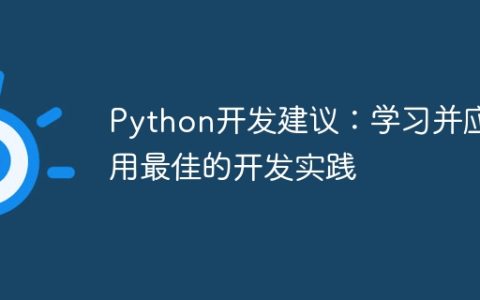 Python开发建议：学习并应用最佳的开发实践
