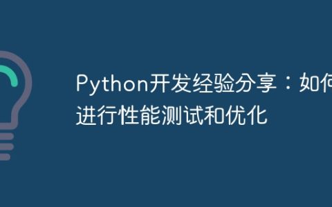 Python开发经验分享：如何进行性能测试和优化