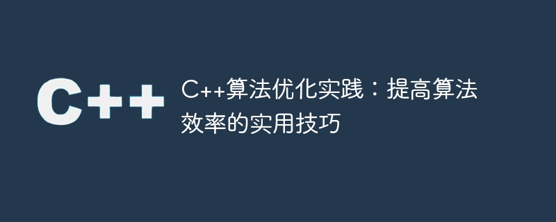 c++算法优化实践:提高算法效率的实用技巧