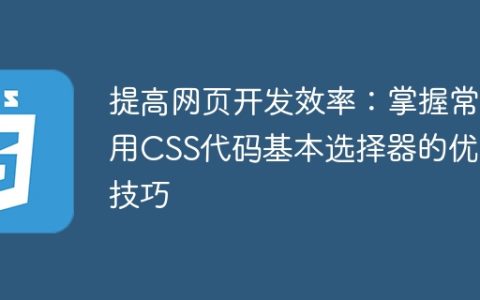 优化CSS选择器：提升网页开发效率的常用代码技巧