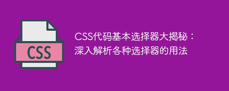 css代码基本选择器大揭秘:深入解析各种选择器的用法