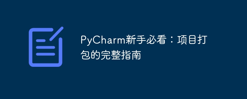 pycharm新手必看:项目打包的完整指南