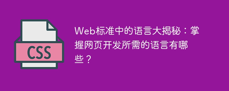 web标准中的语言大揭秘:掌握网页开发所需的语言有哪些?