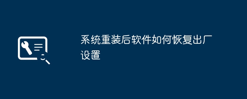 如何将软件恢复到初始状态?