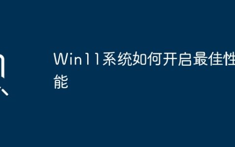 Win11系统如何开启最佳性能