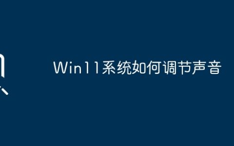 Win11系统如何调节声音