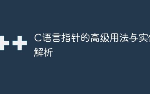深入探讨C语言指针的用法及实例