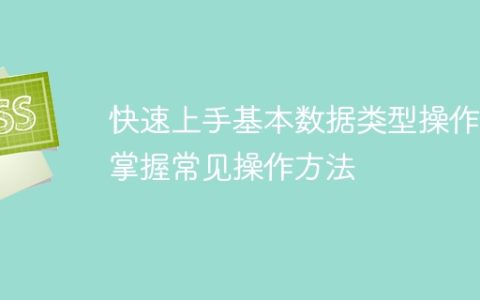学习基本数据类型的快速入门：掌握常用操作技巧