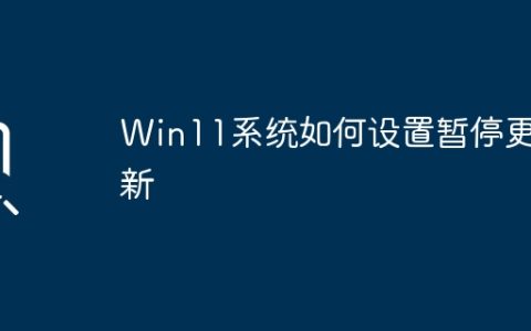 Win11系统如何设置暂停更新
