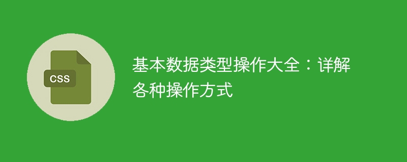 基本数据类型操作大全:详解各种操作方式