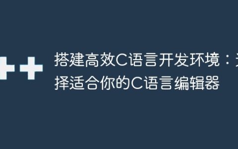 选择合适的编辑器，打造高效的C语言开发环境