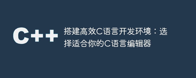 搭建高效c语言开发环境:选择适合你的c语言编辑器