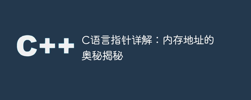 c语言指针详解:内存地址的奥秘揭秘