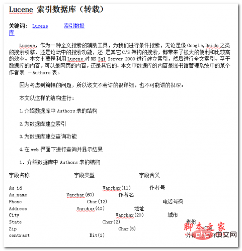 Lucene 索引数据库 中文WORD版