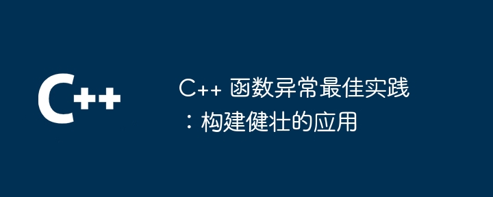 C++ 函数异常最佳实践:构建健壮的应用