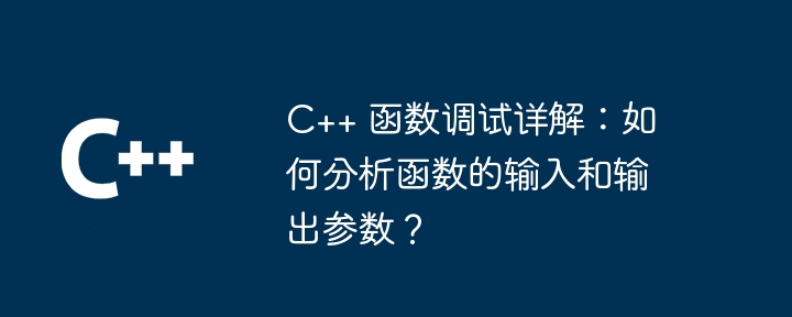 C++ 函数调试详解:如何分析函数的输入和输出参数?