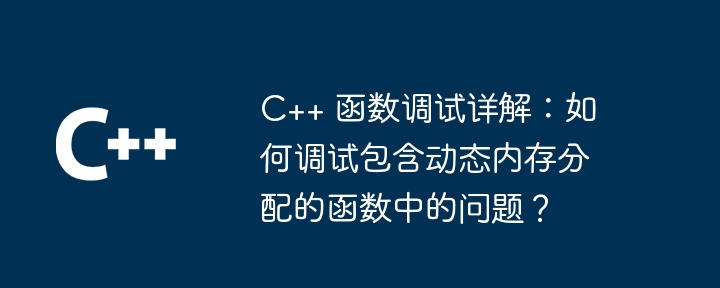 C++ 函数调试详解:如何调试包含动态内存分配的函数中的问题?