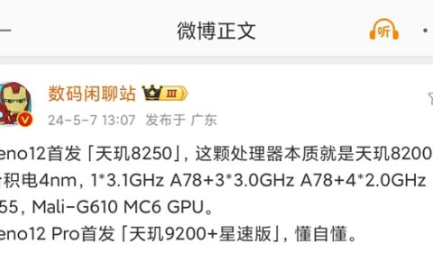 曝OPPO Reno12系列没有超大杯：共两款新机 均采用直立长焦