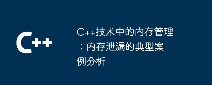C++技术中的内存管理:内存泄漏的典型案例分析