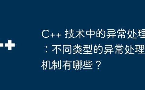 C++ 技术中的异常处理：不同类型的异常处理机制有哪些？