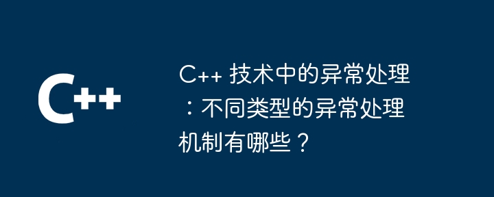 C++ 技术中的异常处理:不同类型的异常处理机制有哪些?