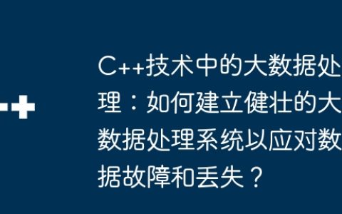 C++技术中的大数据处理：如何建立健壮的大数据处理系统以应对数据故障和丢失？
