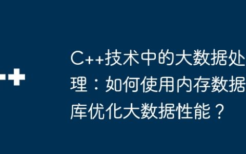 C++技术中的大数据处理：如何使用内存数据库优化大数据性能？