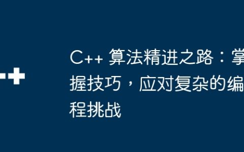 C++ 算法精进之路：掌握技巧，应对复杂的编程挑战