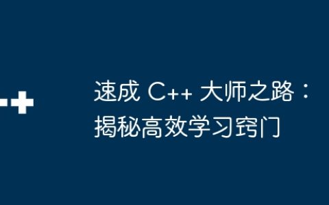 速成 C++ 大师之路：揭秘高效学习窍门