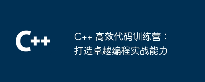 C++ 高效代码训练营:打造卓越编程实战能力